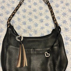 Brighton handbag black with multicolor interior and silver accents